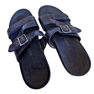 Vionic Skylar Women’s Navy Adjustable Slide Orthotic Sandals Sz 9 Comfort